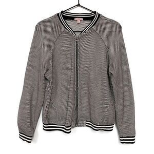 Vintage Juicy Couture Y2k Fishnet Mesh Bomber Track Jacket Black & White L